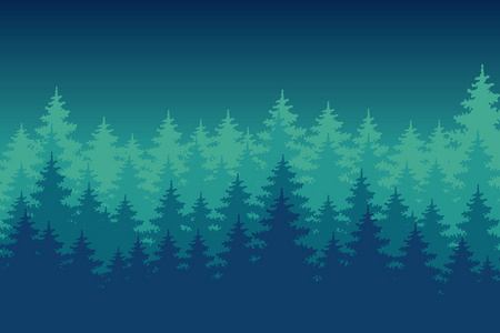 夜松树林。五颜六色的背景