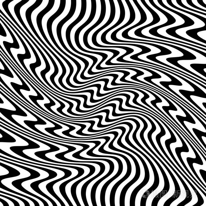 抽象扭曲的黑白线条背景