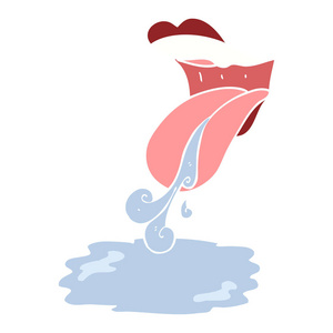 垂涎的嘴嘴流口水的扁平颜色例证照片