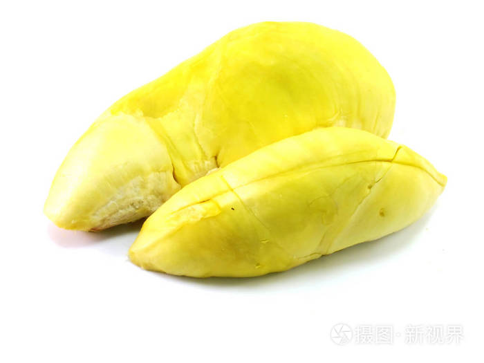 水果榴莲在白色背景上的王