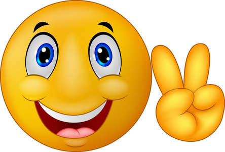 与 v 形手势笑脸图释卡通照片