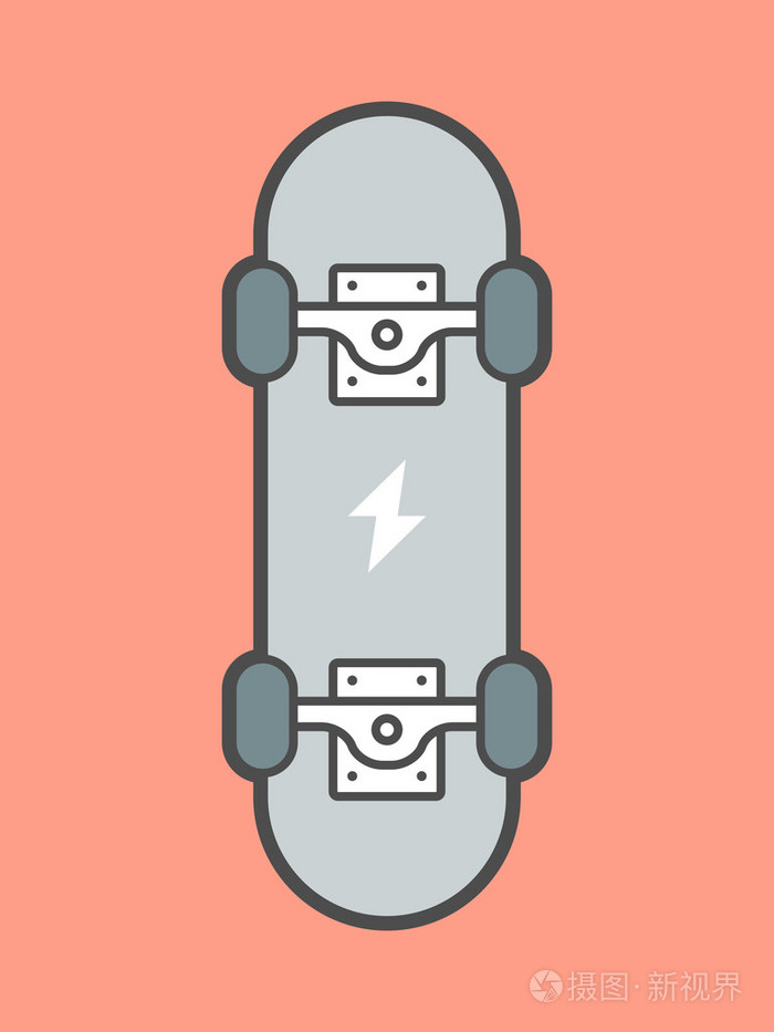 红色背景上孤立的滑板插画-正版商用图片09g4tf-摄图新视界