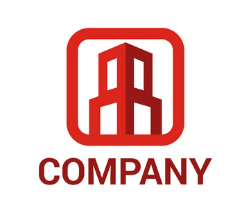 地产红红彩房房地产建筑建筑零售物业住宅楼塔楼剪影在公司标志设计