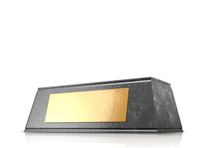 工作室牌匾一个空的黑色大理石奖杯基地与一个空白的金色牌匾在一个