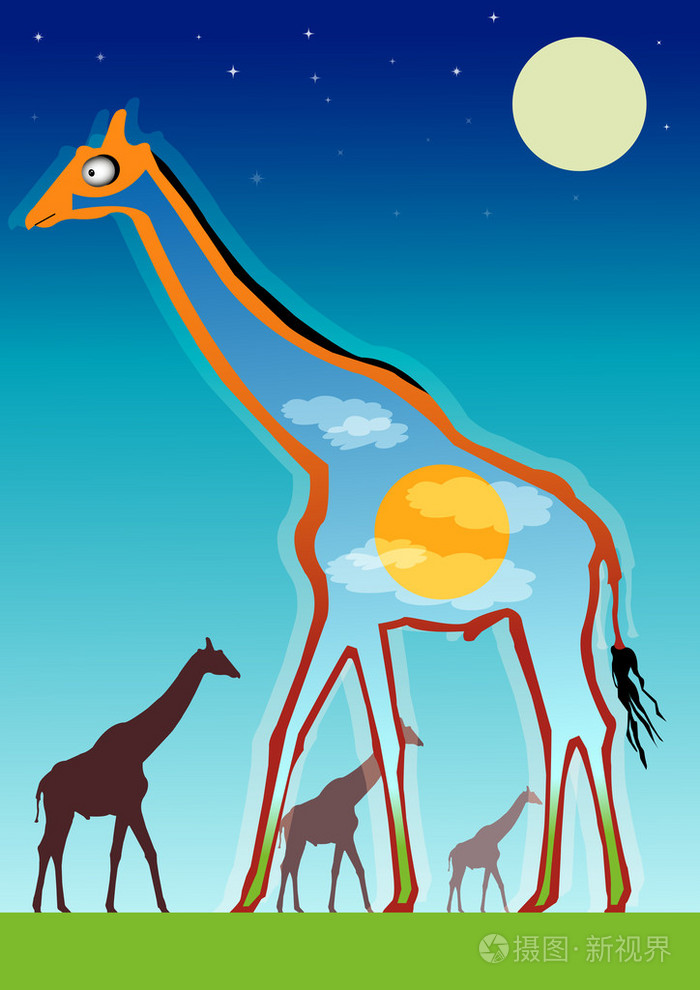 一只长颈鹿的抽象插图