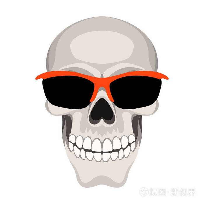 头骨向量例证扁平风格前侧