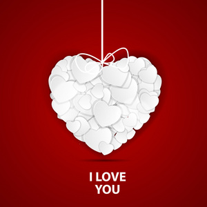 与心的快乐情人节卡片。矢量插画