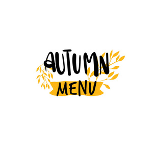 秋季菜单徽章隔离设计标签季节刻字标志模板邀请贺卡打印和海报