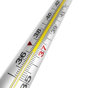 水银温度计3d 渲染白色背景无阴影