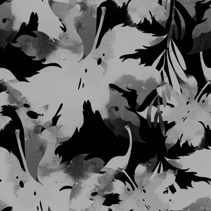 树印秋叶混合重复无缝图案。数码手绘图片与水彩纹理。混合
