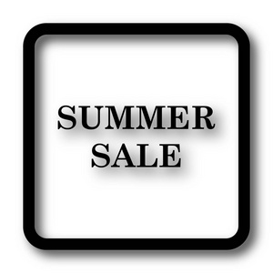 夏季销售图标, 黑色网站按钮白色背景