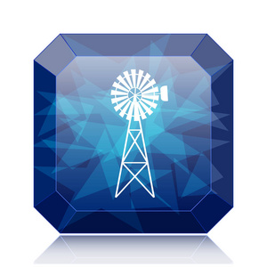 经典风车图标, 蓝色网站按钮白色背景