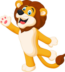 挥舞着鬃毛可爱的狮子卡通挥舞着的手照片