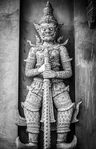 传统巴厘岛雕像黑白色照片