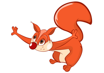 可爱的松鼠卡通人物查出在白色背景照片