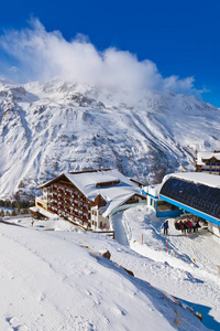 山滑雪度假村 hochgurgl 奥地利自然和体育背景