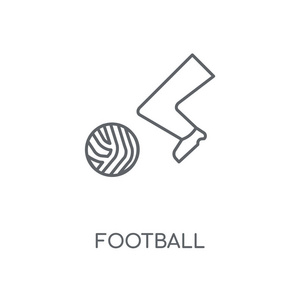 足球线性图标。足球概念笔画符号设计。薄的图形元素向量例证, 在白色背景上的轮廓样式, eps 10