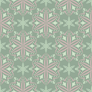 花卉无缝图案。橄榄绿色背景以淡粉色花元素为墙纸纺织品和织品