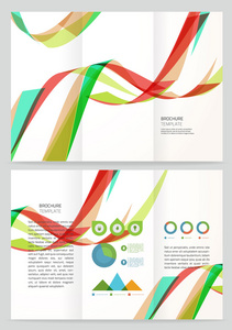 抽象的波矢量的小册子模板图片
