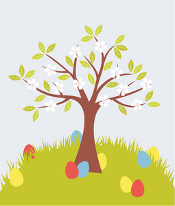 树和复活节蛋