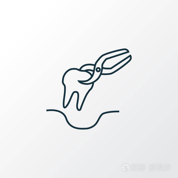 插画 拔牙图标线符号.时尚风格的优质隔离去除元件.eps