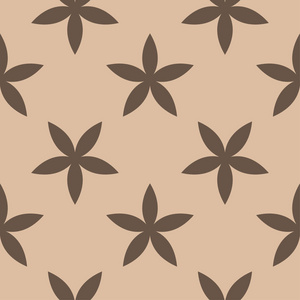 褐色花卉装饰设计的米色背景。纺织品和墙纸无缝图案