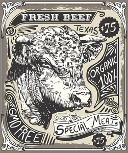 老式的牛肉广告宣传页图片
