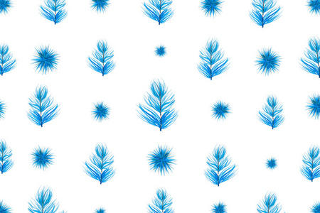 白色背景蓝色水彩装饰品圣诞节模式