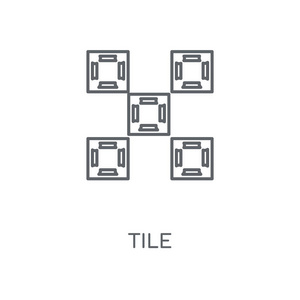 平铺线性图标。瓷砖概念笔画符号设计。薄的图形元素向量例证, 在白色背景上的轮廓样式, eps 10