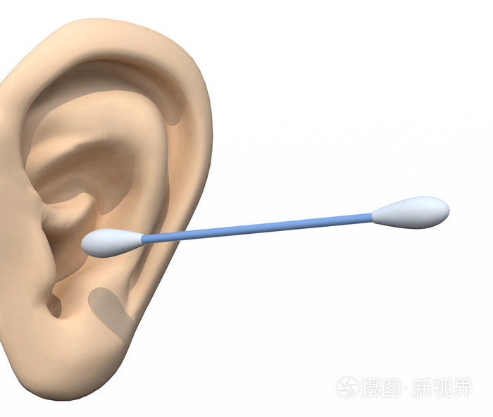 人类的耳朵和棉拭子