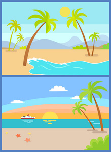 海岸线海景海报热带海滩, 海沙
