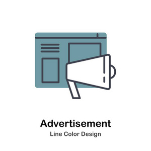 线性色彩设计矢量图中的广告图标