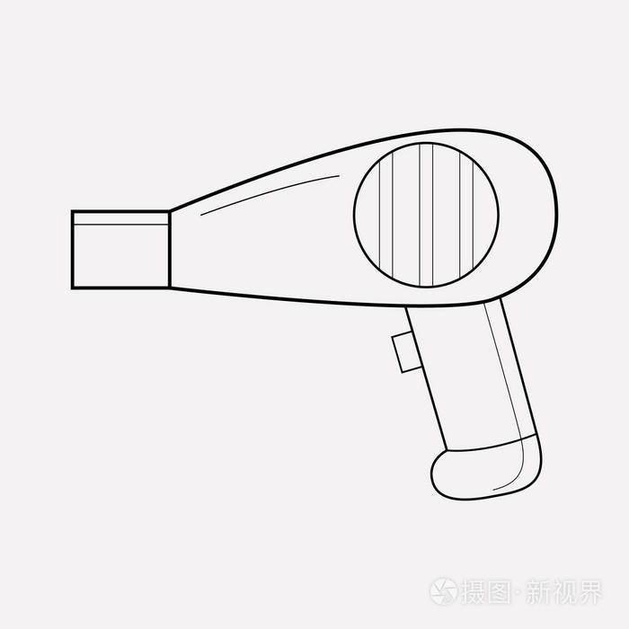 吹风机图标线元素为您的web移动应用程序徽标设计在干净的背景上隔离