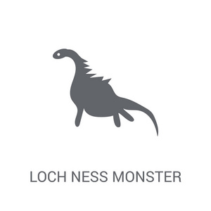 湖空怪物图标。时尚的 loch ness 怪物标志概念在白色背景从童话集合。适用于 web 应用移动应用和打印媒体