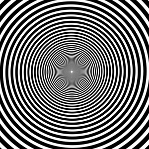 催眠漫画洗脑迷幻螺旋与径向射线, 旋转, 扭曲的漫画效果, 漩涡背景.