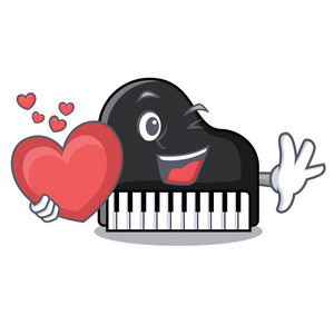 与心脏钢琴吉祥物卡通风格