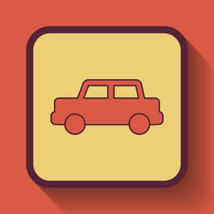 在橙色背景下的汽车图标, 彩色网站按钮