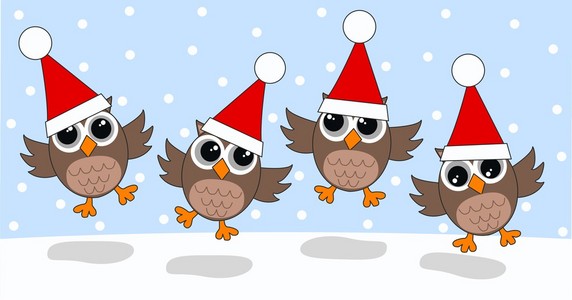 快乐圣诞页眉与甜蜜的猫头鹰图片