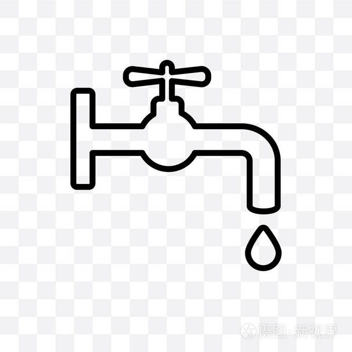 水龙头矢量线性图标隔离在透明的背景下, 水龙头透明的概念可以用于