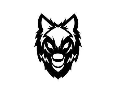 狼螺栓会徽 吉祥物的头部轮廓，体育标识。业务或 t 恤设计的模板。矢量