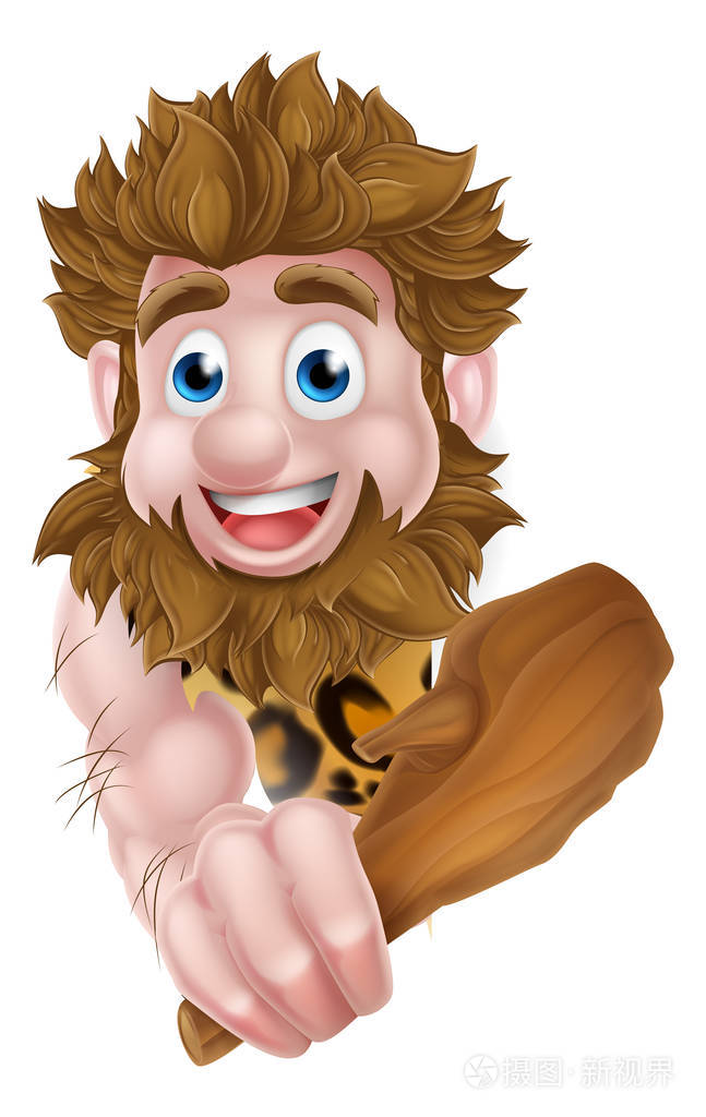 卡通野人偷看周围的标志插画-正版商用图片09i1ts-摄图新视界