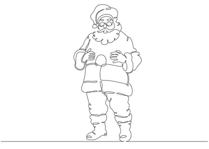 一个连续绘制单行涂鸦字符圣诞老人