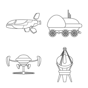 火星的矢量设计和空间符号。集火星和行星矢量图标为股票