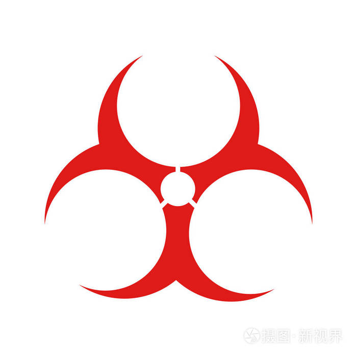 生化危险标志符号颜色图标生物危险警告无轮廓的白色背景上的剪影符号