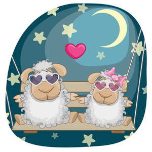 可爱的情侣绵羊