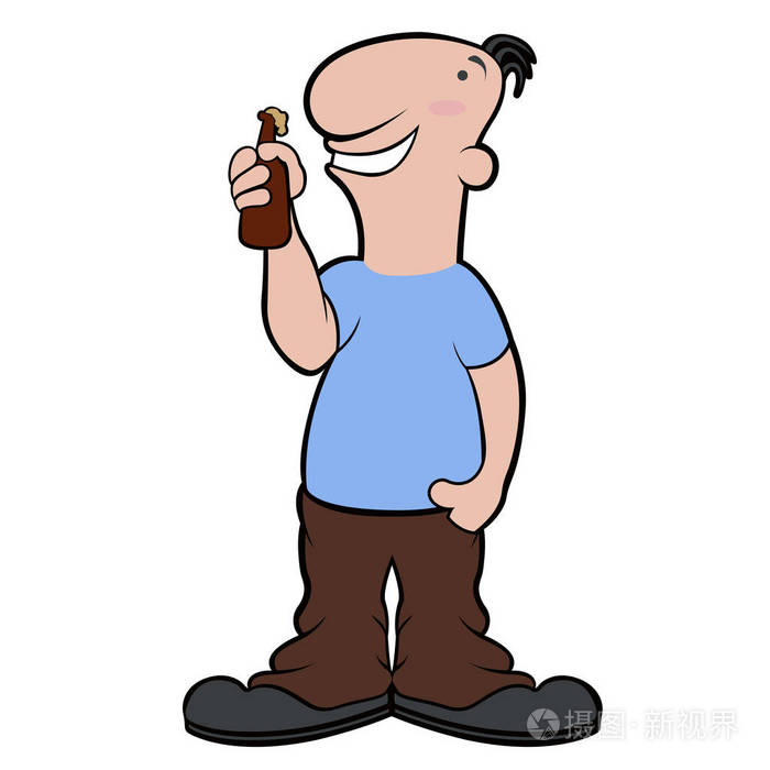 快乐卡通人物喝啤酒