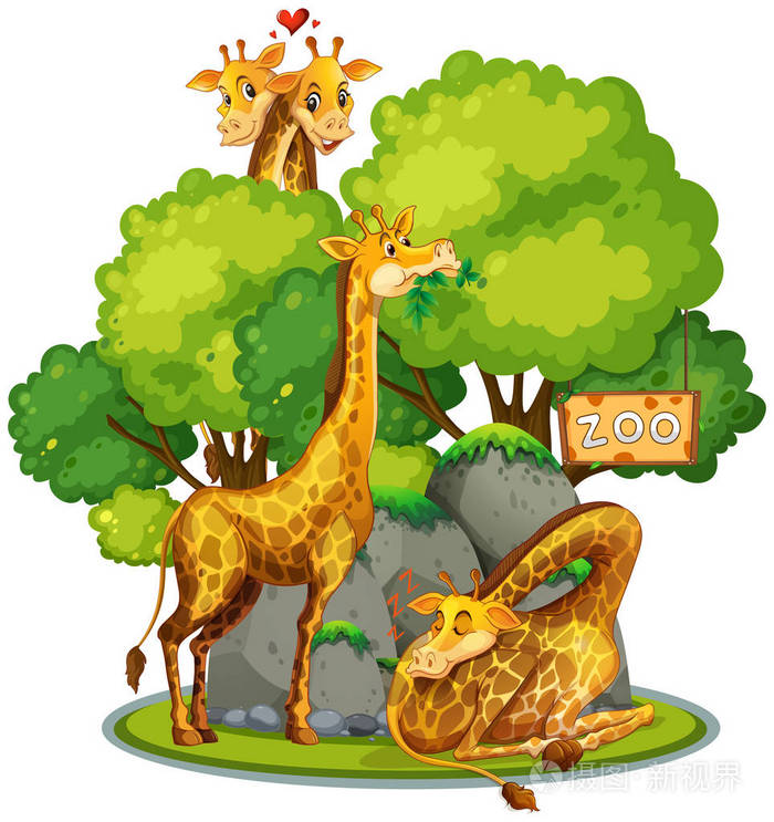 长颈鹿在动物园例证