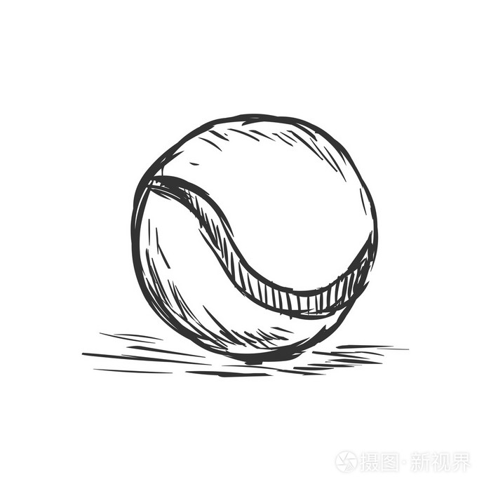 单个素描和网球