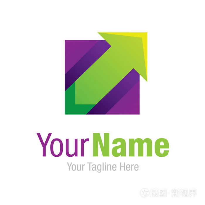 绿色向上箭头业务突破平面设计标志图标