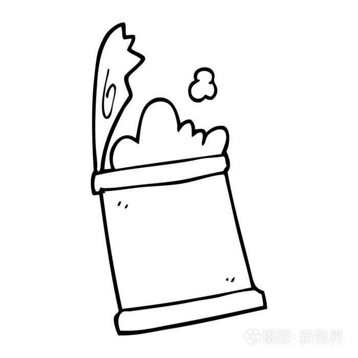 线画动画片打开食物罐头